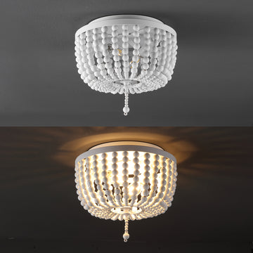 Allison 15" Wood Beaded/Metal LED Flush Mount